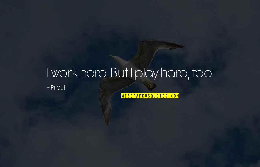 Work Too Hard Quotes By Pitbull: I work hard. But I play hard, too.