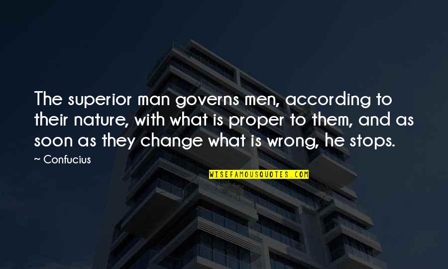 Work Week Inspirational Quotes By Confucius: The superior man governs men, according to their