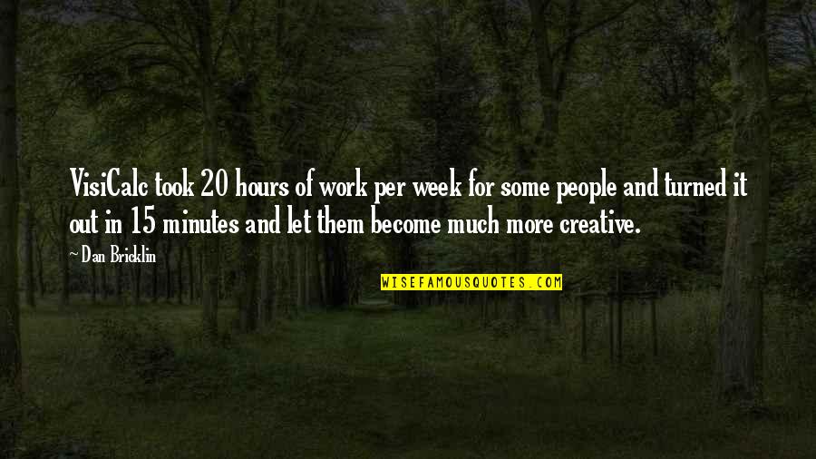 Work Week Quotes By Dan Bricklin: VisiCalc took 20 hours of work per week Work Week Quotes By Dan Bricklin: VisiCalc took 20 hours of work per week