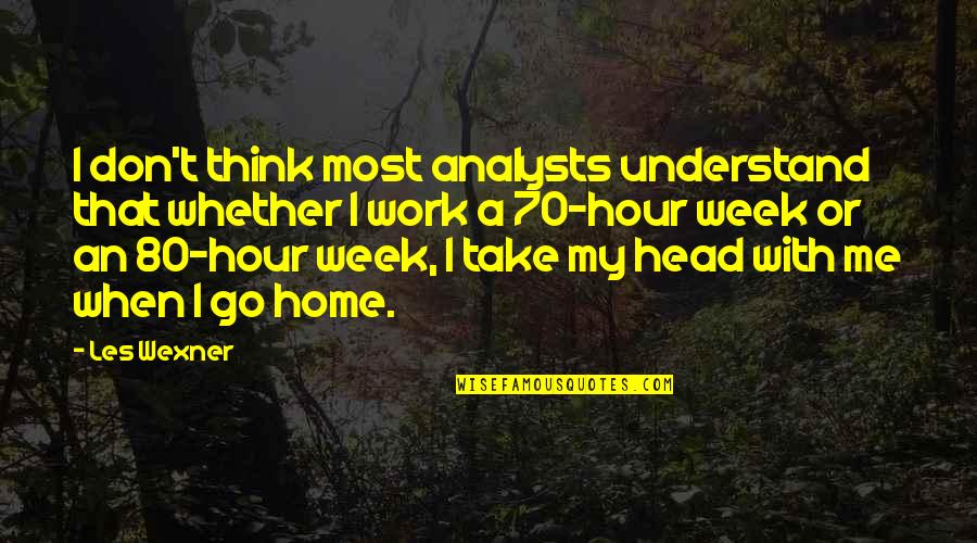 Work Week Quotes By Les Wexner: I don't think most analysts understand that whether Work Week Quotes By Les Wexner: I don't think most analysts understand that whether