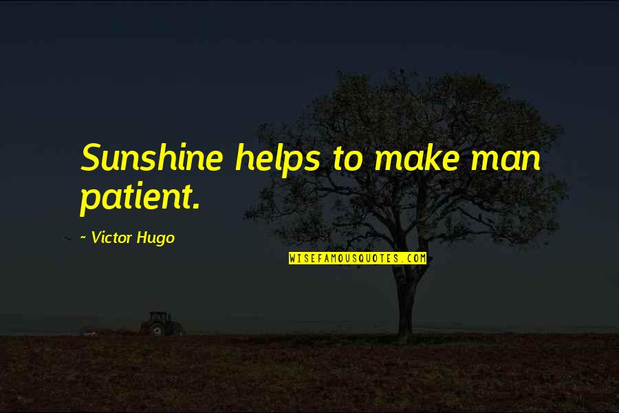 Working As A Team And Success Quotes By Victor Hugo: Sunshine helps to make man patient.
