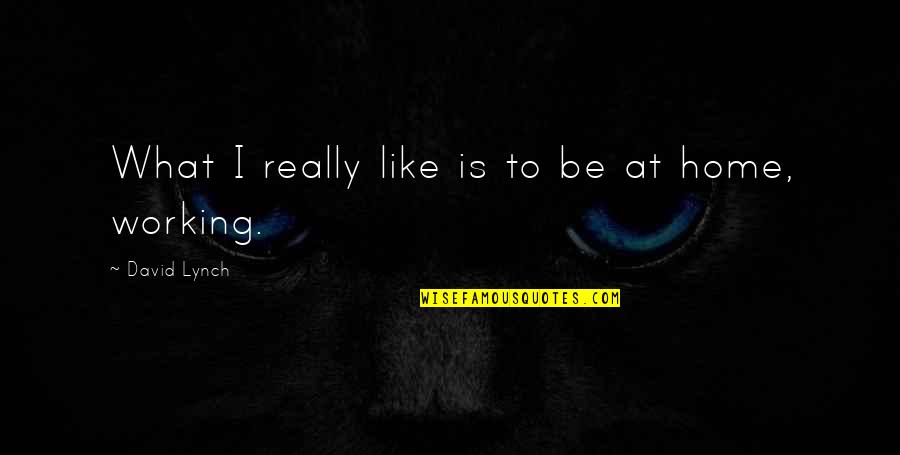 Working At Home Quotes By David Lynch: What I really like is to be at