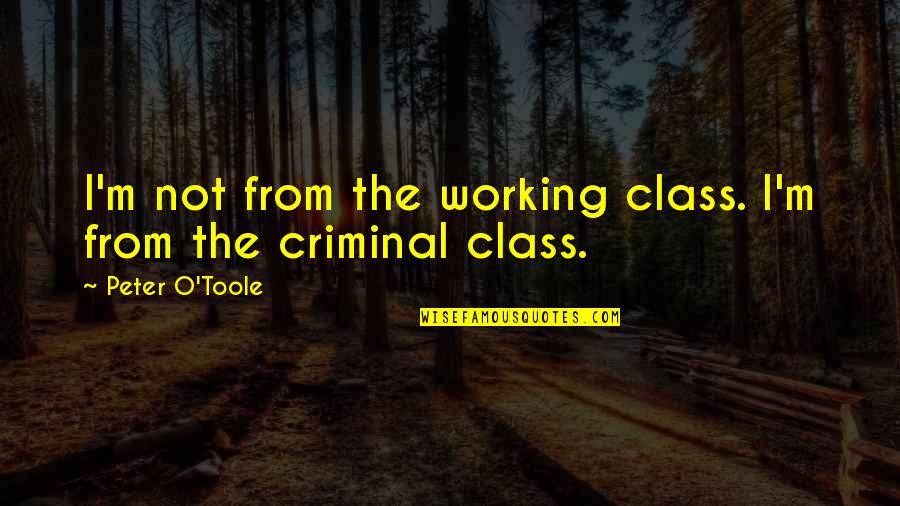 Working Class Quotes By Peter O'Toole: I'm not from the working class. I'm from