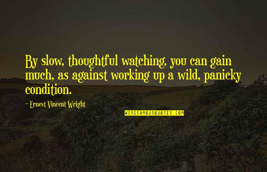 Working Conditions Quotes By Ernest Vincent Wright: By slow, thoughtful watching, you can gain much,