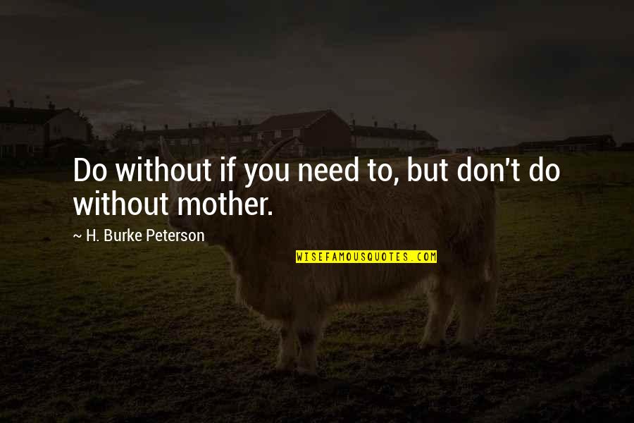 Working Hard For Your Family Quotes By H. Burke Peterson: Do without if you need to, but don't