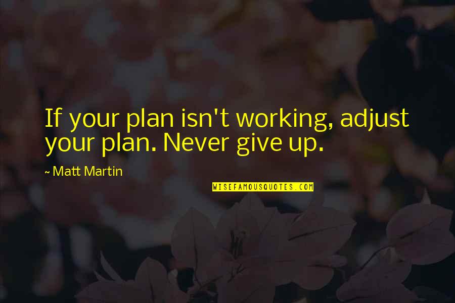 Working Out And Not Giving Up Quotes By Matt Martin: If your plan isn't working, adjust your plan.