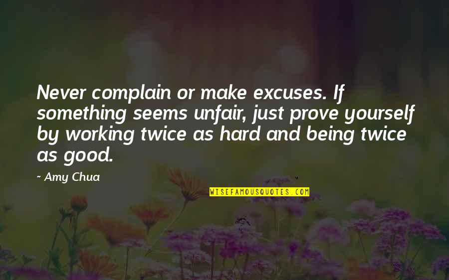 Working So Hard For Something Quotes By Amy Chua: Never complain or make excuses. If something seems