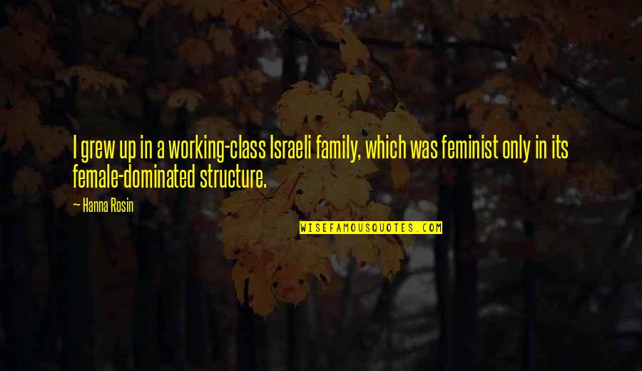 Working Too Much And Family Quotes By Hanna Rosin: I grew up in a working-class Israeli family,