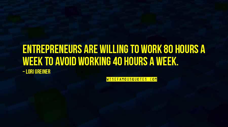 Working Week Quotes By Lori Greiner: Entrepreneurs are willing to work 80 hours a