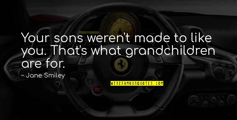 Working Yourself To Death Quotes By Jane Smiley: Your sons weren't made to like you. That's