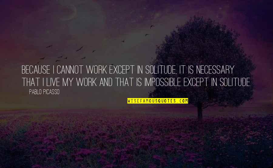 Workout Tank Top Quotes By Pablo Picasso: Because I cannot work except in solitude, it