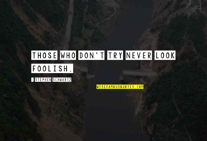 Workplace Friendships Quotes By Stephen Schwartz: Those who don't try never look foolish.