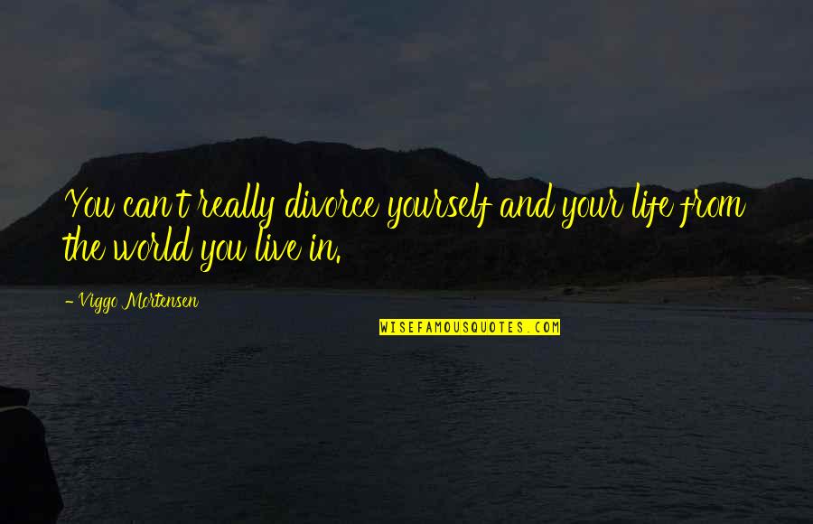World And Life Quotes By Viggo Mortensen: You can't really divorce yourself and your life