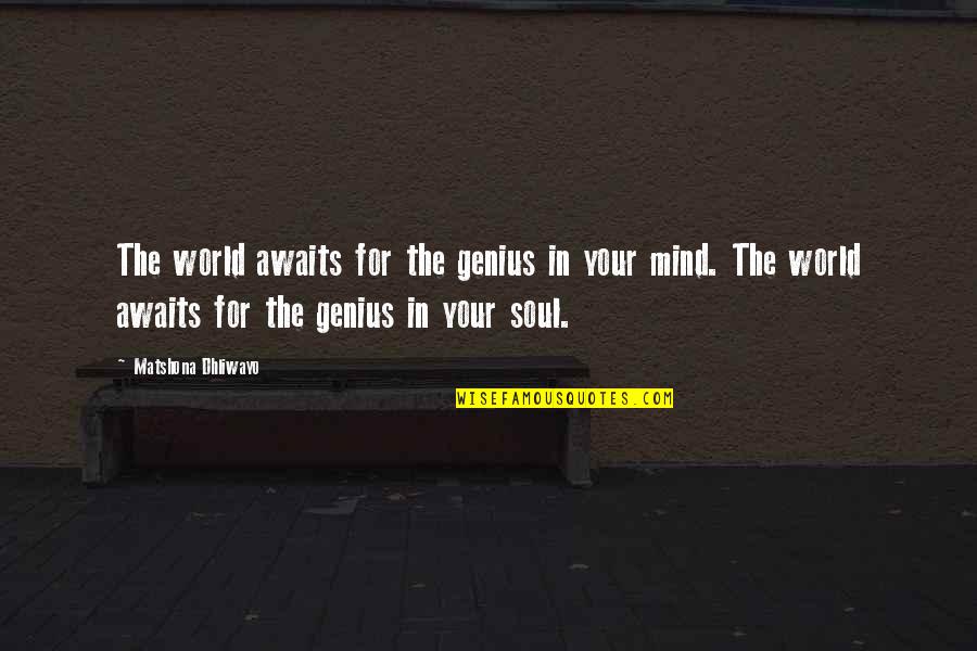 World Awaits Quotes By Matshona Dhliwayo: The world awaits for the genius in your