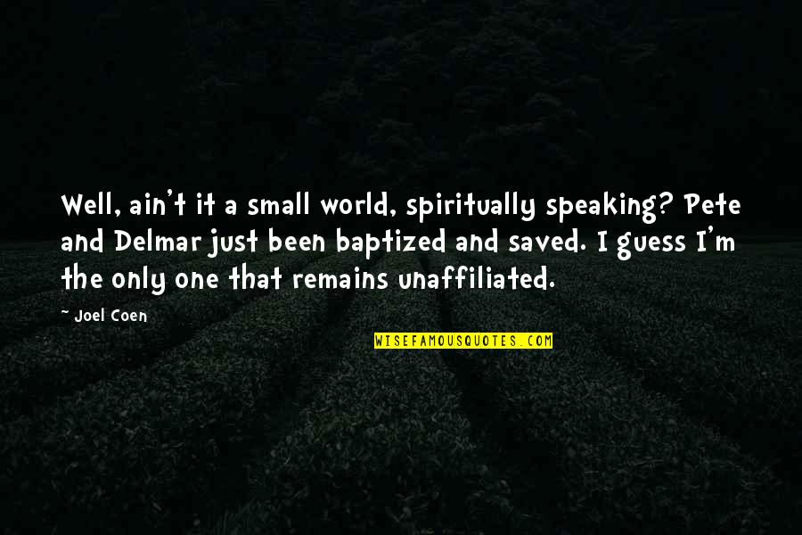 World Best Small Quotes By Joel Coen: Well, ain't it a small world, spiritually speaking?