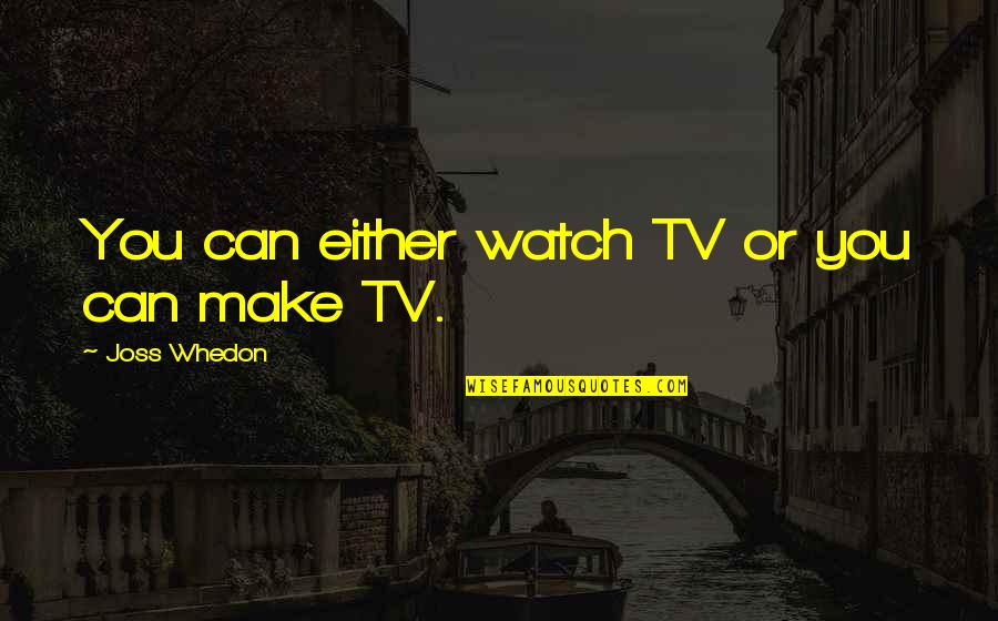 World Butokukai Quotes By Joss Whedon: You can either watch TV or you can World Butokukai Quotes By Joss Whedon: You can either watch TV or you can
