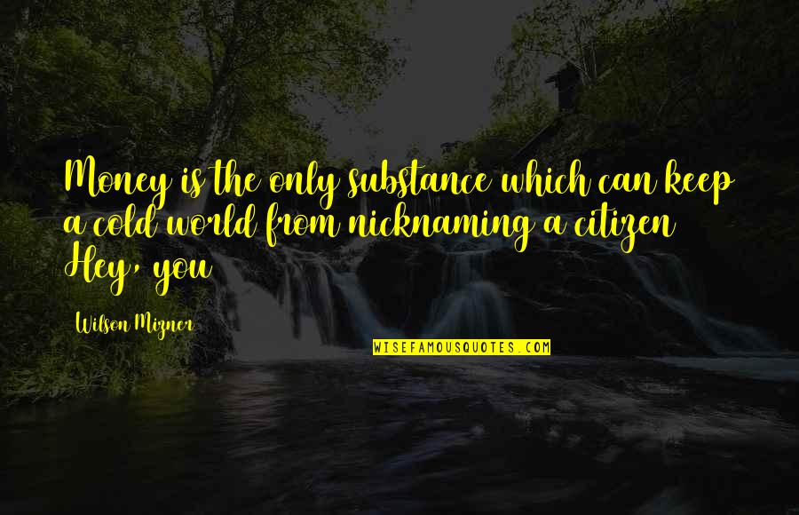 World Citizen Quotes By Wilson Mizner: Money is the only substance which can keep