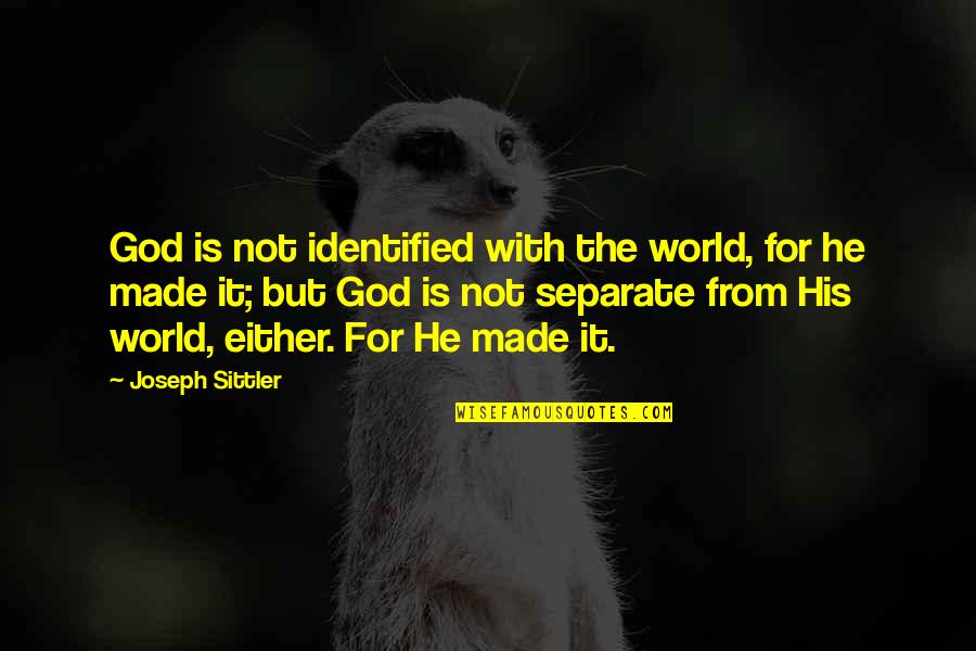World Creation Quotes By Joseph Sittler: God is not identified with the world, for