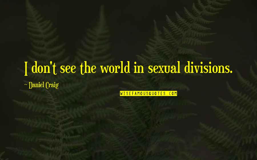 World Division Quotes By Daniel Craig: I don't see the world in sexual divisions.