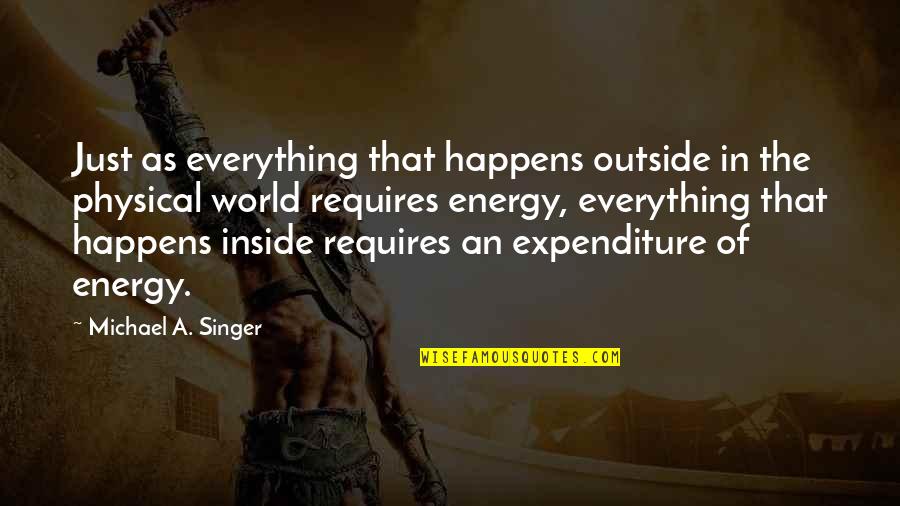World Energy Quotes By Michael A. Singer: Just as everything that happens outside in the World Energy Quotes By Michael A. Singer: Just as everything that happens outside in the