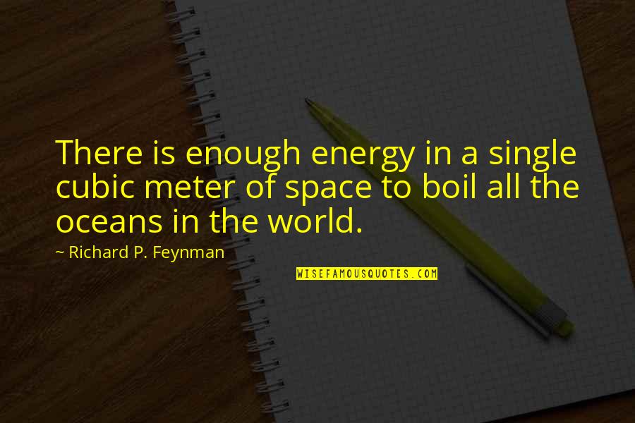 World Energy Quotes By Richard P. Feynman: There is enough energy in a single cubic World Energy Quotes By Richard P. Feynman: There is enough energy in a single cubic