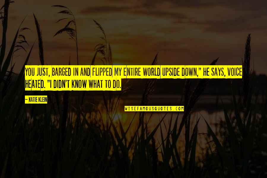 World Flipped Upside Down Quotes By Katie Klein: You just, barged in and flipped my entire
