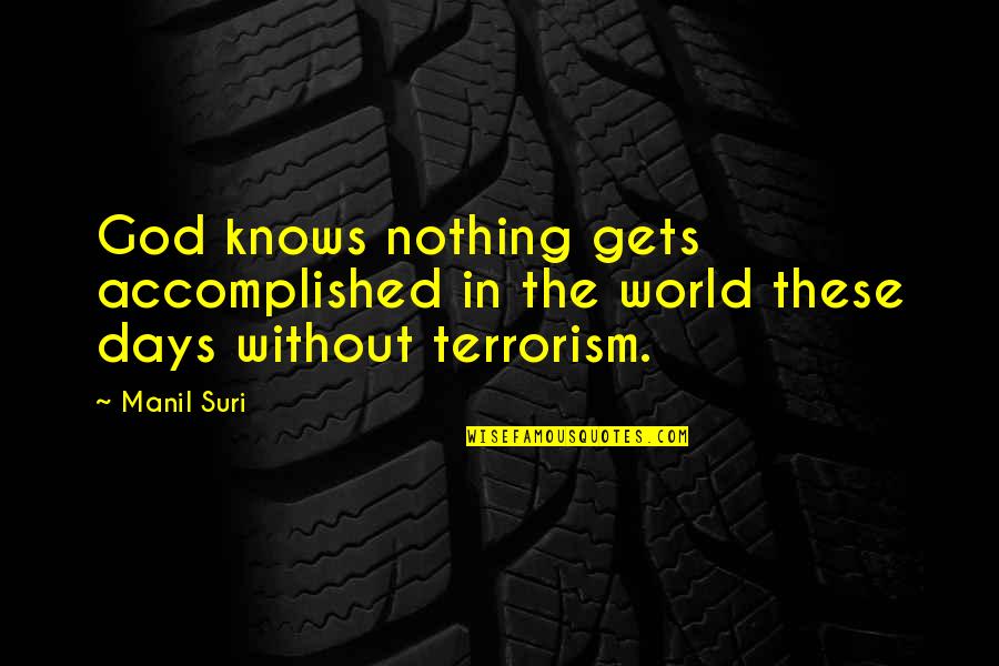 World God Only Knows Quotes By Manil Suri: God knows nothing gets accomplished in the world