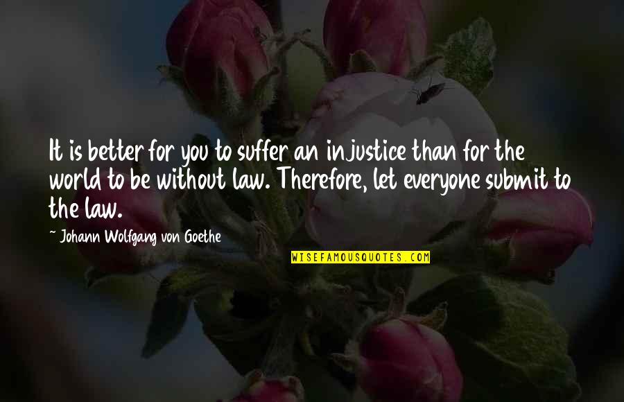 World Injustice Quotes By Johann Wolfgang Von Goethe: It is better for you to suffer an