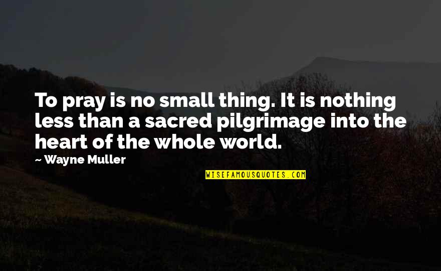 World Is Small Quotes By Wayne Muller: To pray is no small thing. It is
