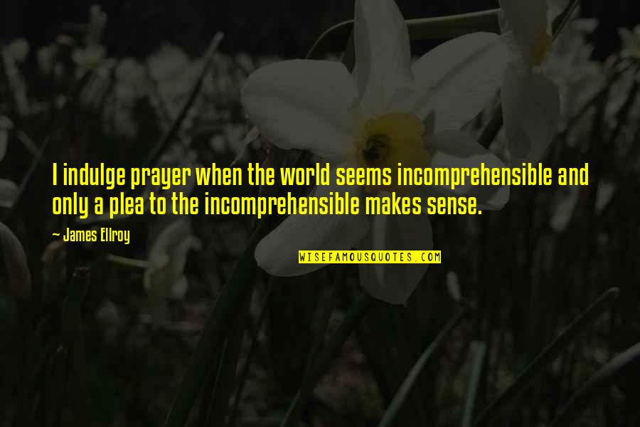 World Makes No Sense Quotes By James Ellroy: I indulge prayer when the world seems incomprehensible