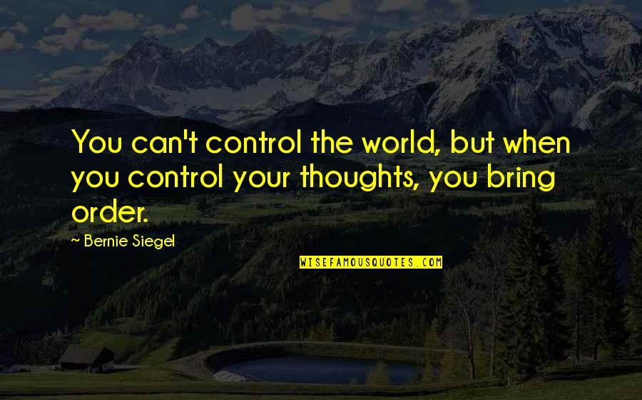 World Order Quotes By Bernie Siegel: You can't control the world, but when you