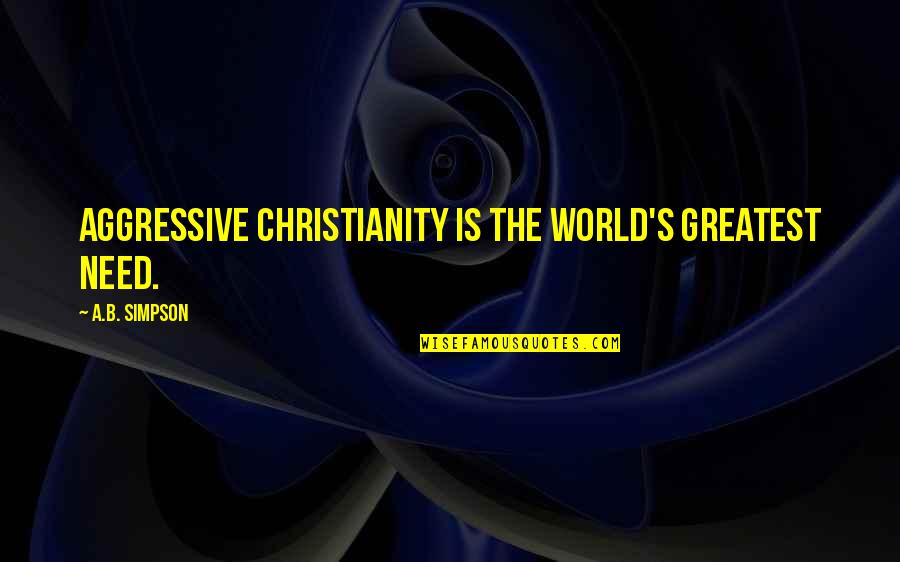 World S Need Quotes By A.B. Simpson: Aggressive Christianity is the world's greatest need.