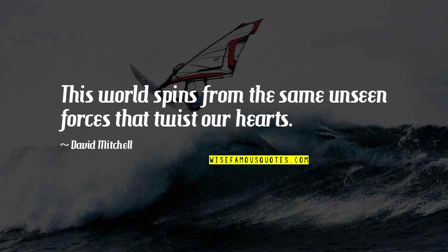 World Spins Quotes By David Mitchell: This world spins from the same unseen forces