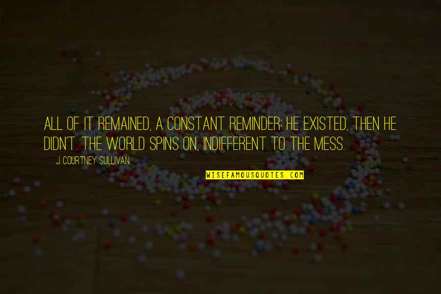 World Spins Quotes By J. Courtney Sullivan: All of it remained, a constant reminder: He