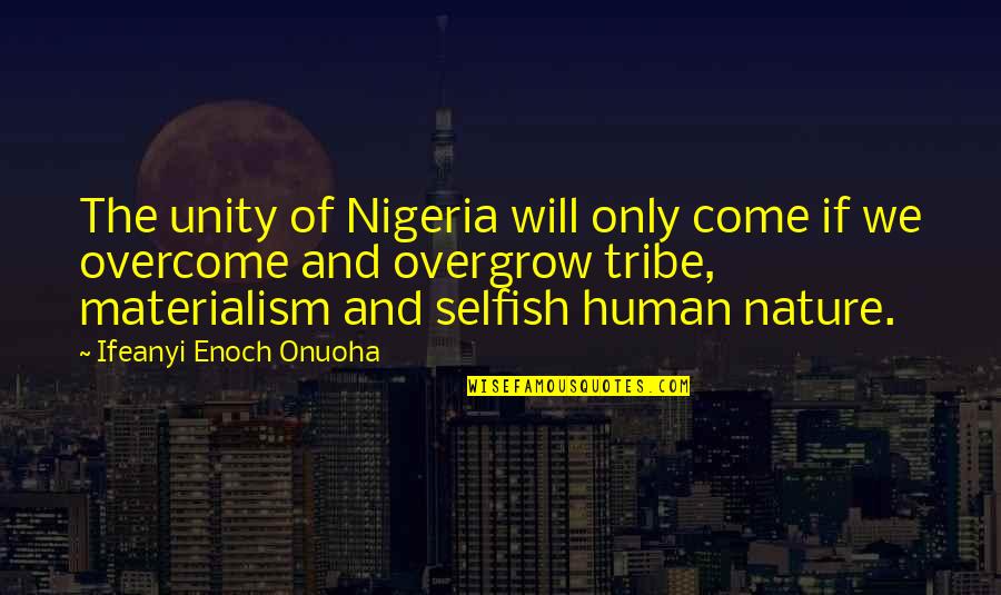 World Unity Quotes By Ifeanyi Enoch Onuoha: The unity of Nigeria will only come if