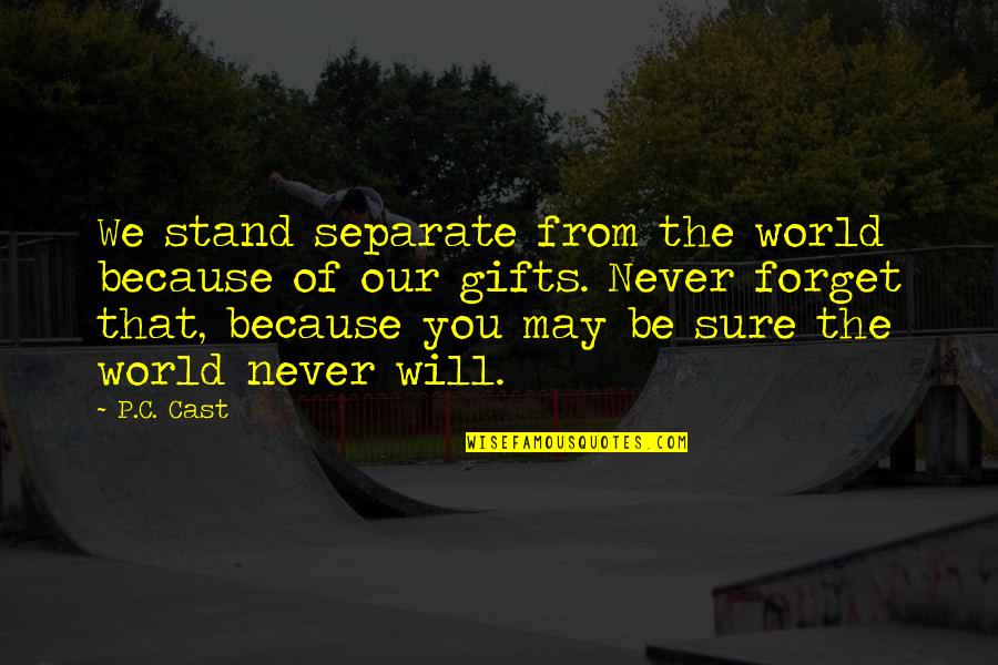 World Will Quotes By P.C. Cast: We stand separate from the world because of World Will Quotes By P.C. Cast: We stand separate from the world because of