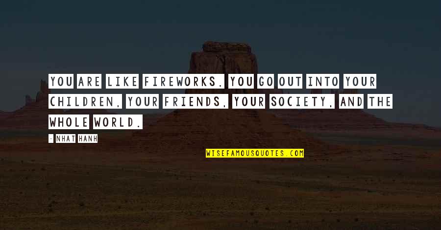 World Without Friends Quotes By Nhat Hanh: You are like fireworks. You go out into World Without Friends Quotes By Nhat Hanh: You are like fireworks. You go out into