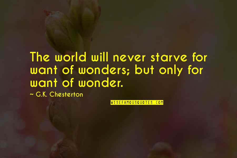 World Wonders Quotes By G.K. Chesterton: The world will never starve for want of