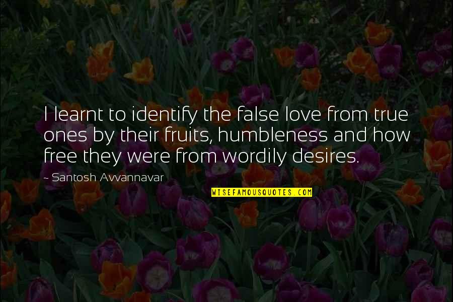 Worldliness Quotes By Santosh Avvannavar: I learnt to identify the false love from