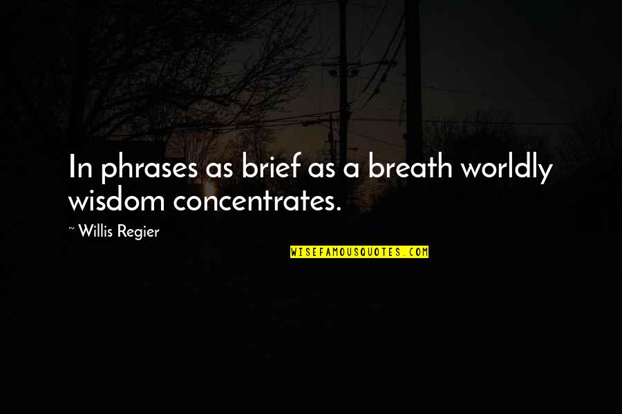 Worldly Wisdom Quotes By Willis Regier: In phrases as brief as a breath worldly