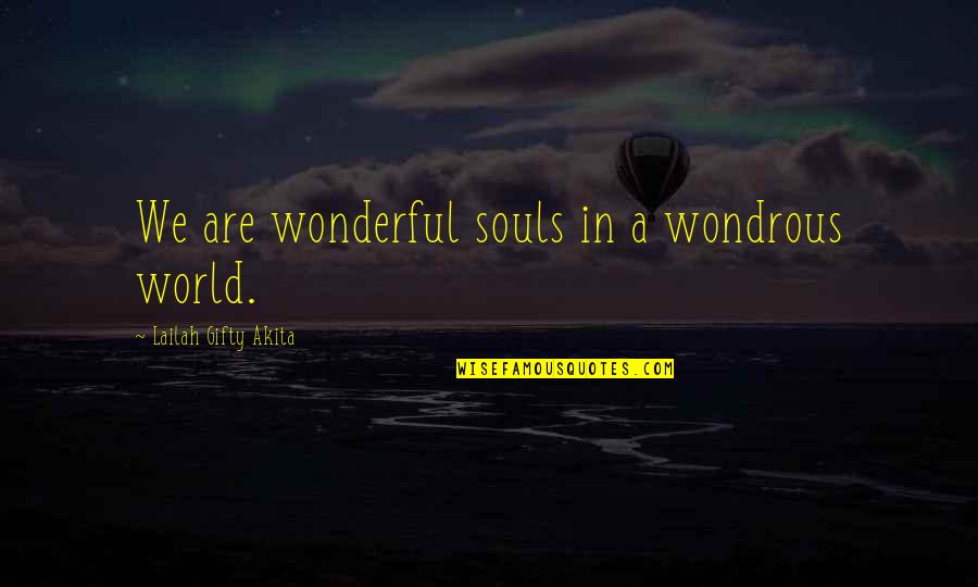 World's Most Wonderful Quotes By Lailah Gifty Akita: We are wonderful souls in a wondrous world.