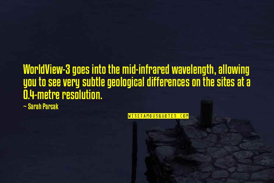 Worldview Quotes By Sarah Parcak: WorldView-3 goes into the mid-infrared wavelength, allowing you