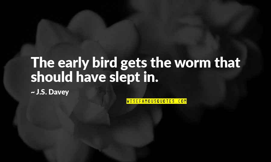 Worm Quotes Quotes By J.S. Davey: The early bird gets the worm that should