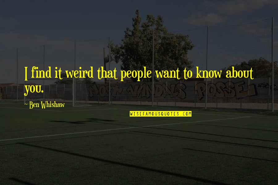 Woronoff Quotes By Ben Whishaw: I find it weird that people want to Woronoff Quotes By Ben Whishaw: I find it weird that people want to