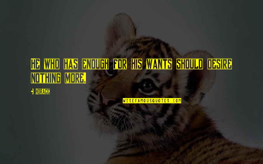 Worrds Quotes By Horace: He who has enough for his wants should