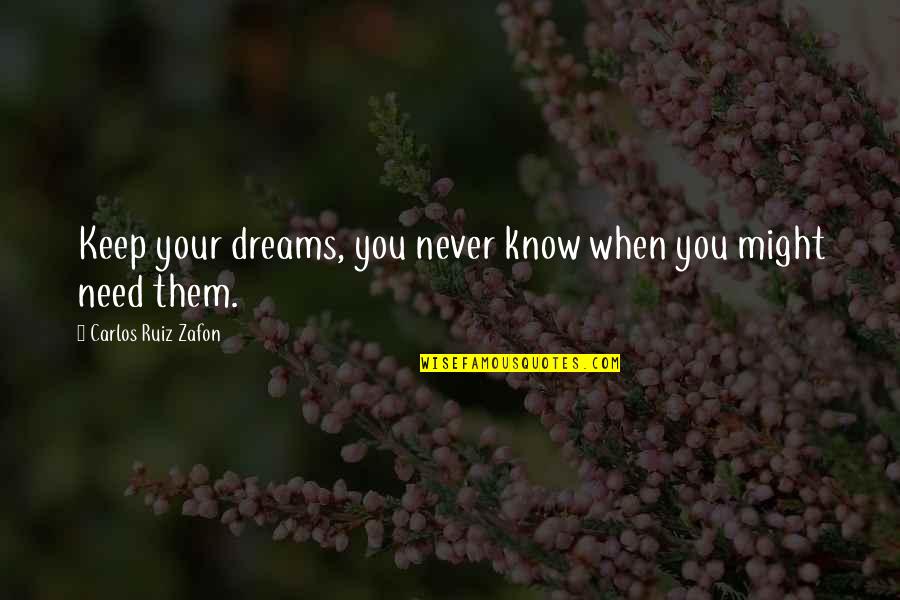 Worro Quotes By Carlos Ruiz Zafon: Keep your dreams, you never know when you