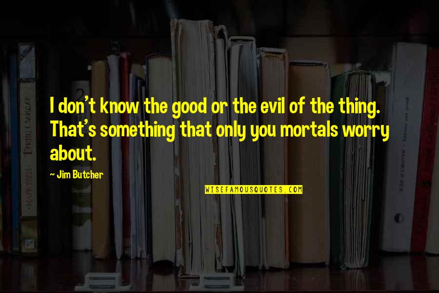 Worry About You Quotes By Jim Butcher: I don't know the good or the evil Worry About You Quotes By Jim Butcher: I don't know the good or the evil