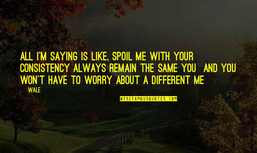 Worry About You Quotes By Wale: All I'm saying is like, spoil me with Worry About You Quotes By Wale: All I'm saying is like, spoil me with