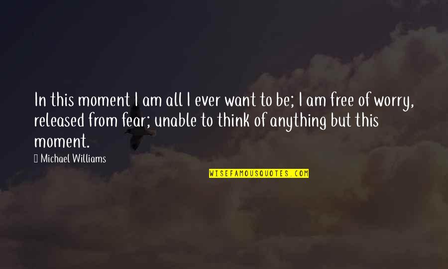 Worry Fear Quotes By Michael Williams: In this moment I am all I ever