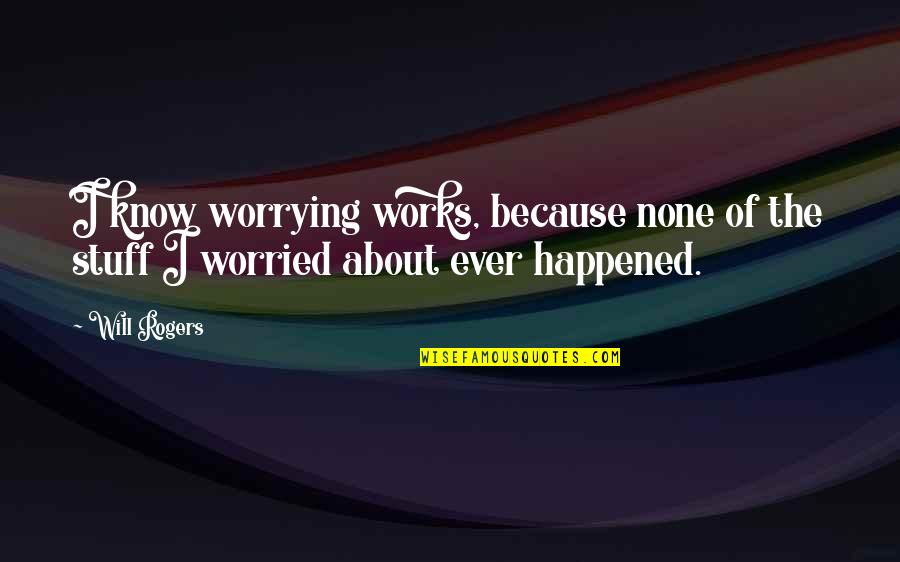 Worry Inspirational Quotes By Will Rogers: I know worrying works, because none of the